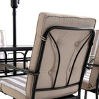 Champneys 6-Seater Steel and Fabric Outdoor Patio Dining Set with Crank Parasol, Taupe