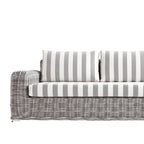 Bellagio Round Wicker Large Corner Casual Dining Set with Rising Table, Light Grey with Taupe Stripes