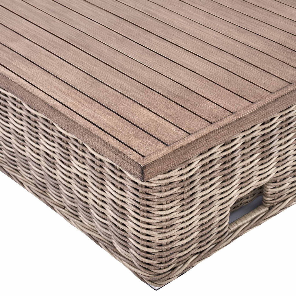 Bellagio Round Wicker Large Corner Casual Dining Set with Rising Table, Natural