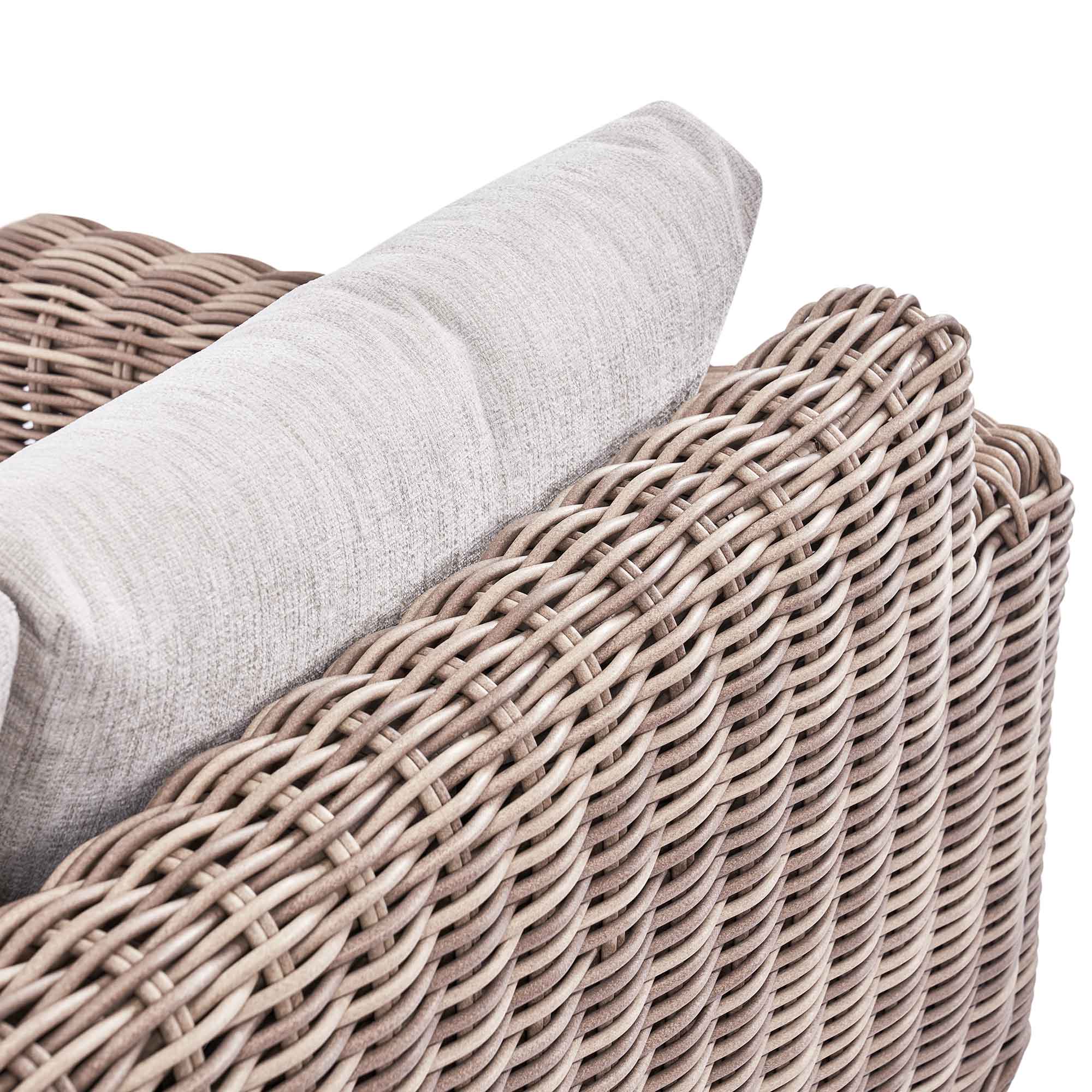 Bellagio Round Wicker Large Corner Casual Dining Set with Rising Table, Natural