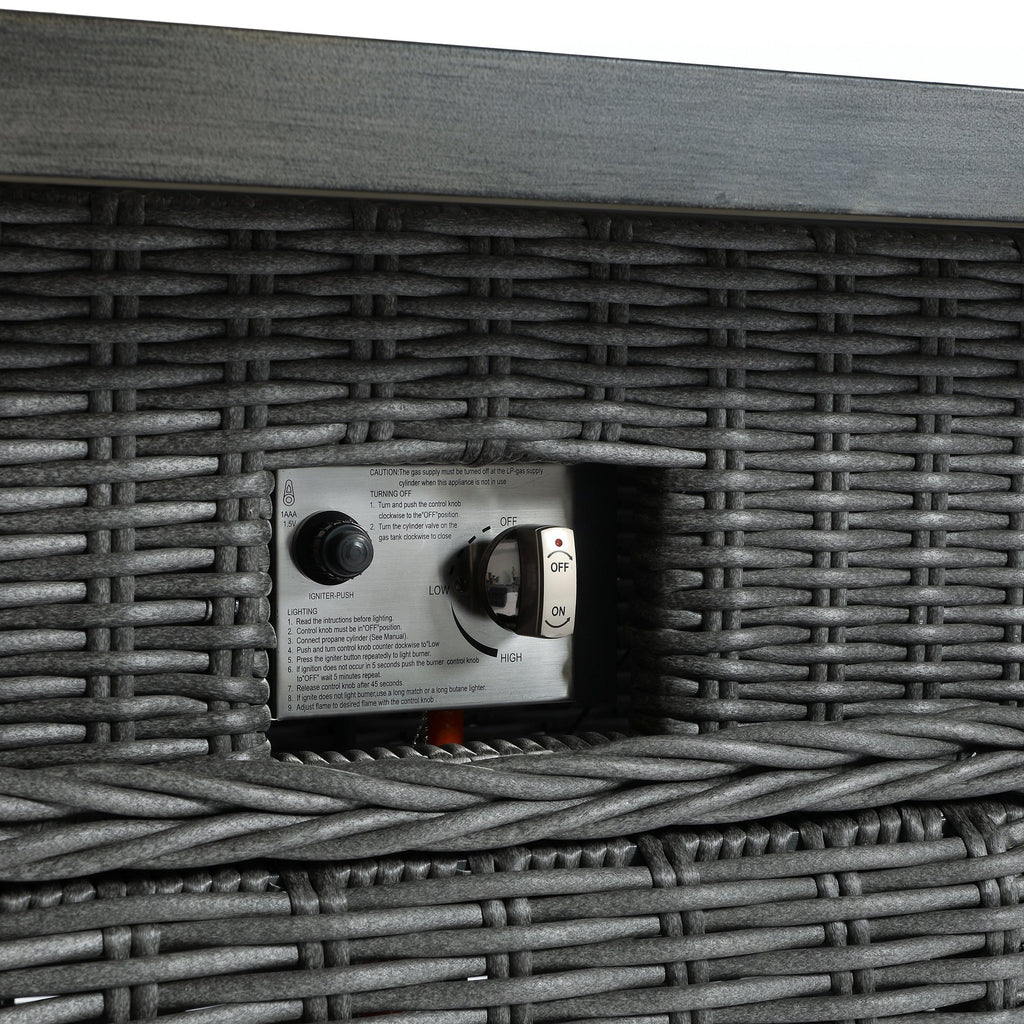 Bellagio Round Wicker Large Corner Casual Dining Set with Rising Firepit Table, Dark Grey