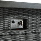 Bellagio Round Wicker Large Corner Casual Dining Set with Rising Firepit Table, Dark Grey