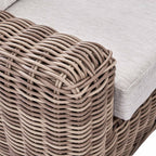 Bellagio Round Wicker Large Corner Casual Dining Set with Rising Firepit Table, Natural