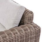 Bellagio Round Wicker Large Corner Casual Dining Set with Rising Firepit Table, Natural