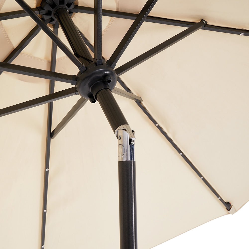 3M LED Light Aluminium Frame Garden Parasol with Tilt Crank , Beige