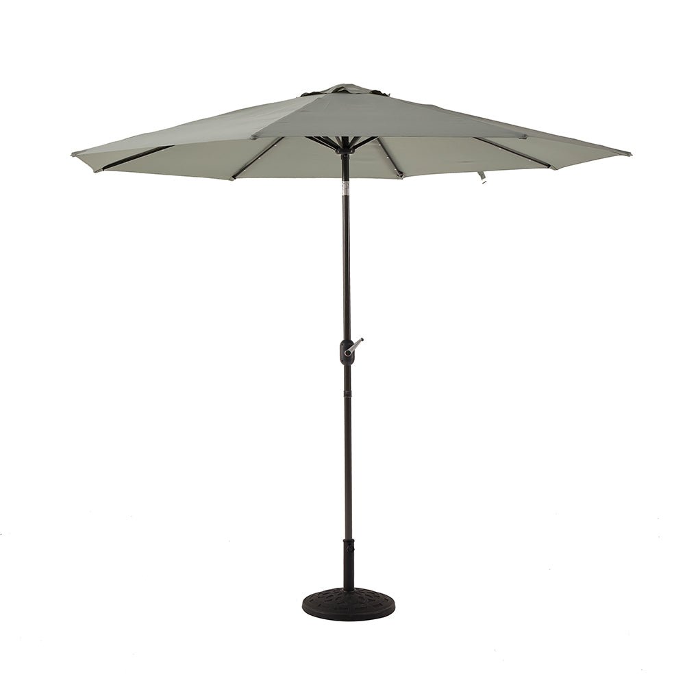 3M LED Light Aluminium Frame Garden Parasol with Tilt Crank , Grey