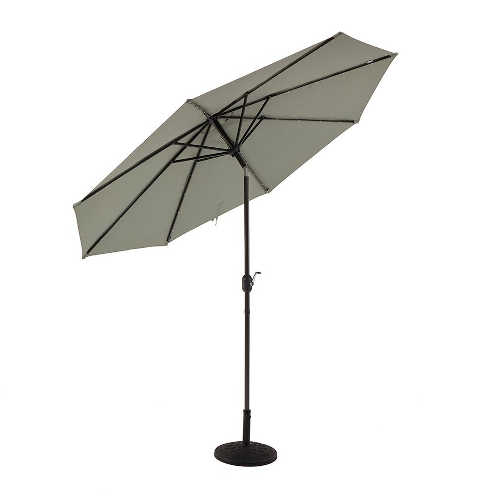 3M LED Light Aluminium Frame Garden Parasol with Tilt Crank , Grey