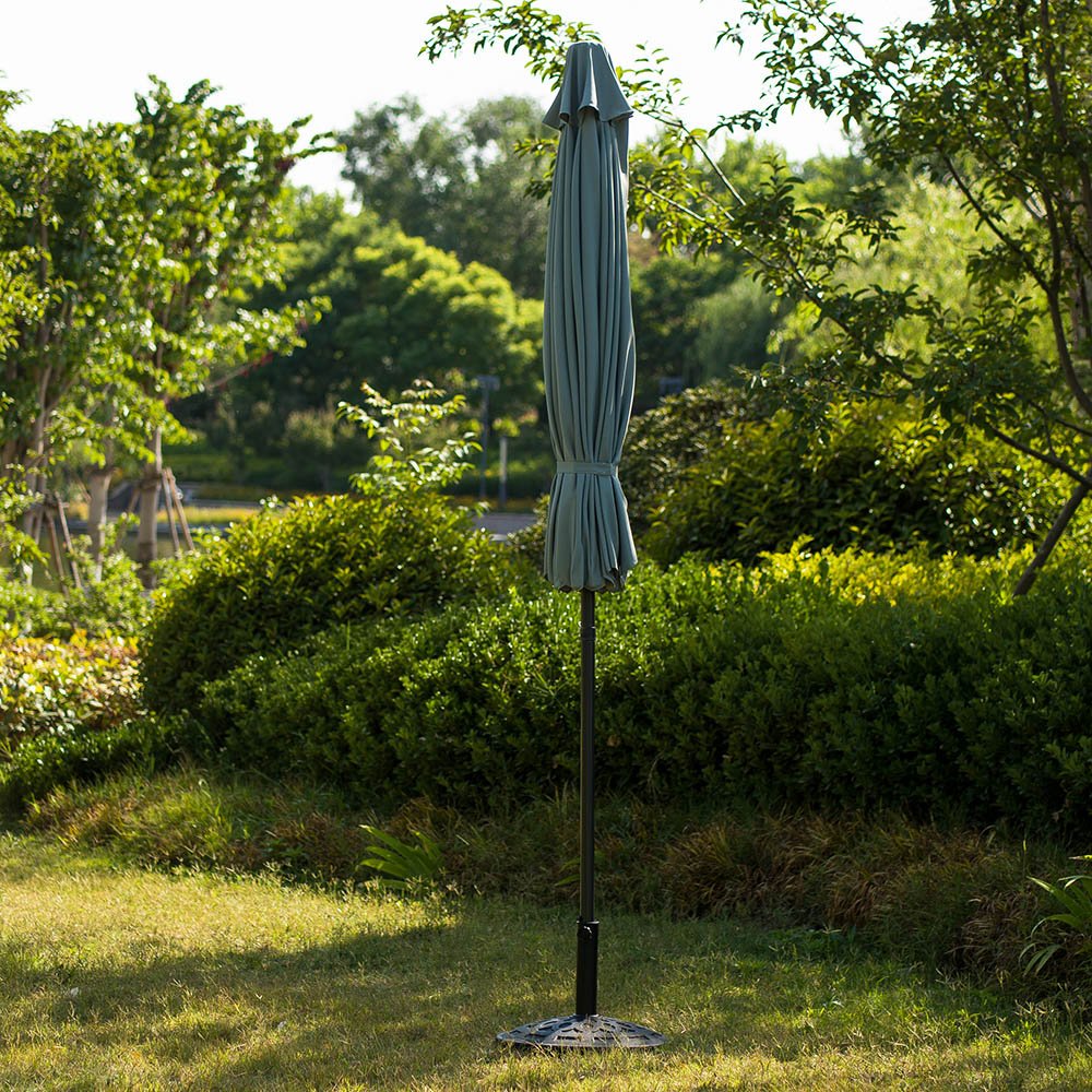 3M LED Light Aluminium Frame Garden Parasol with Tilt Crank , Grey