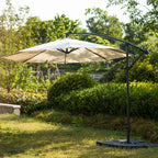 3M LED Light Cantilever Garden Leanover Parasol, Beige