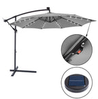 3M LED Light Cantilever Garden Leanover Parasol, Grey