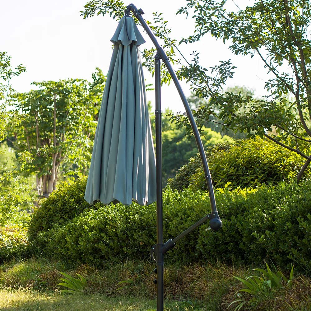 3M LED Light Cantilever Garden Leanover Parasol, Grey