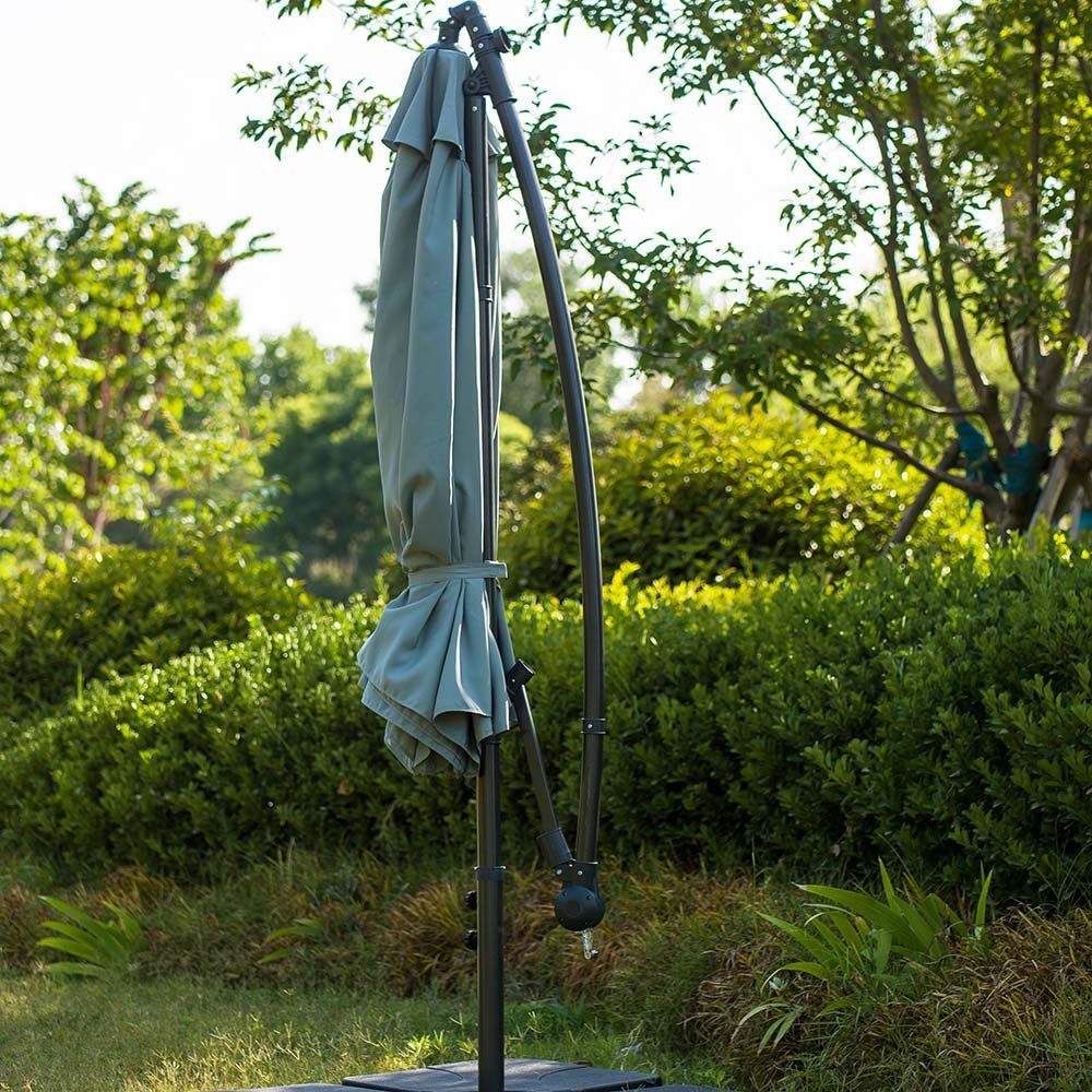 3M LED Light Cantilever Garden Leanover Parasol, Grey