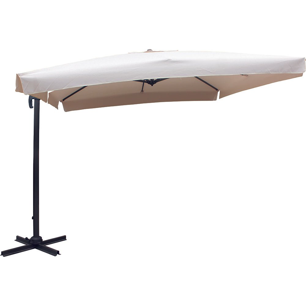 300cm Large Square 360° Aluminium Roma Cantilever Garden Hanging Parasol, Beige