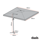 300cm Large Square 360° Aluminium Roma Cantilever Garden Hanging Parasol, Grey