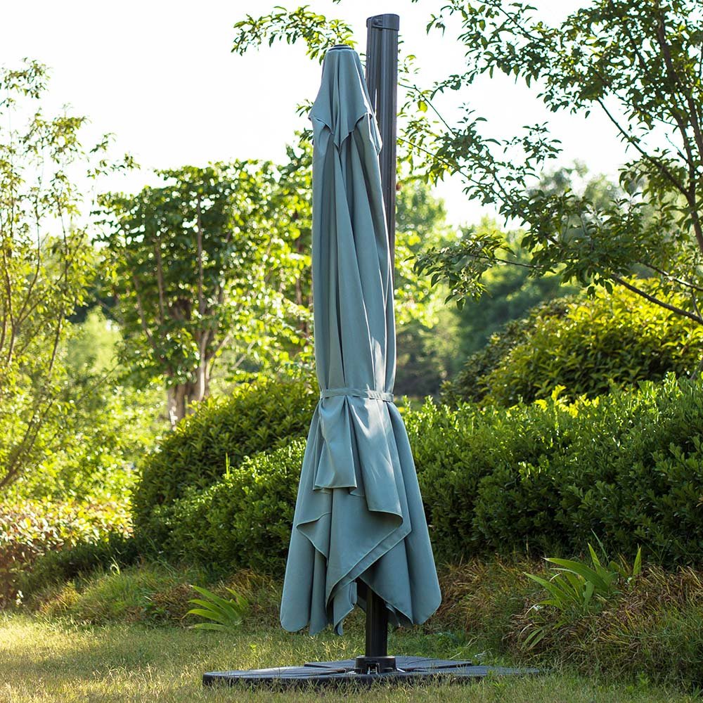 300cm Large Square 360° Aluminium Roma Cantilever Garden Hanging Parasol, Grey