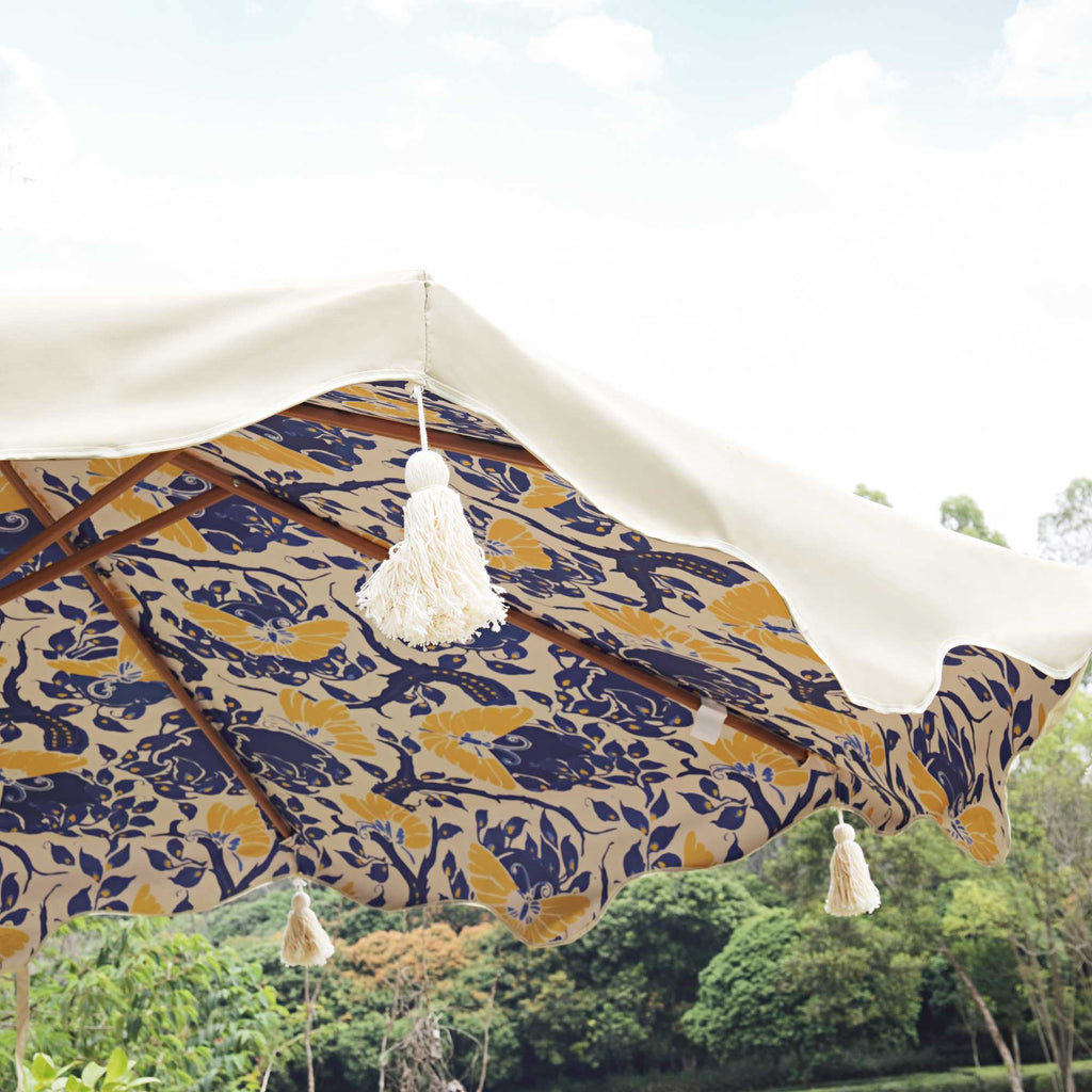 Butterfly & Flower 2.6M Octagonal Tassel Parasol with Aluminium Tilt