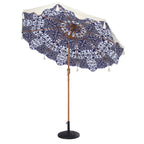 Blue Flower 2.6M Octagonal Tassel Parasol with Aluminium Tilt