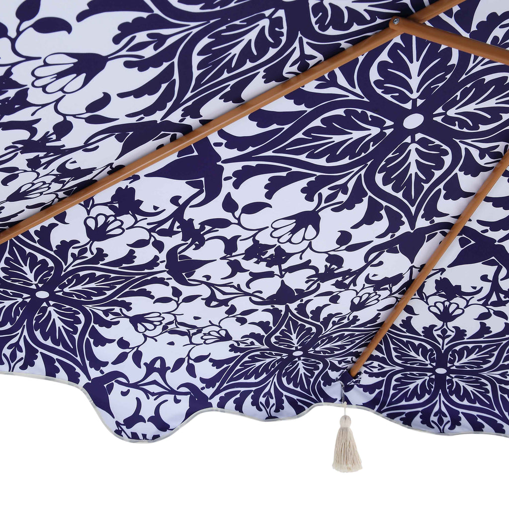 Blue Flower 2.6M Octagonal Tassel Parasol with Aluminium Tilt