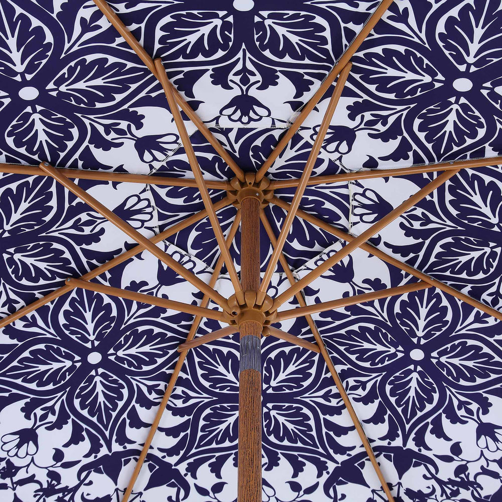 Blue Flower 2.6M Octagonal Tassel Parasol with Aluminium Tilt