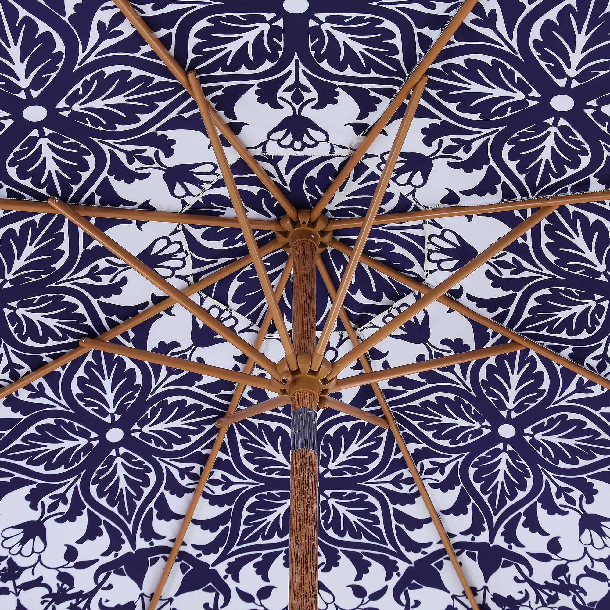 Blue Flower 2.6M Octagonal Tassel Parasol with Aluminium Tilt