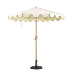 Beige 2.6M Octagonal Crank and Tilt Parasol with Grass Green Scalloped Edge
