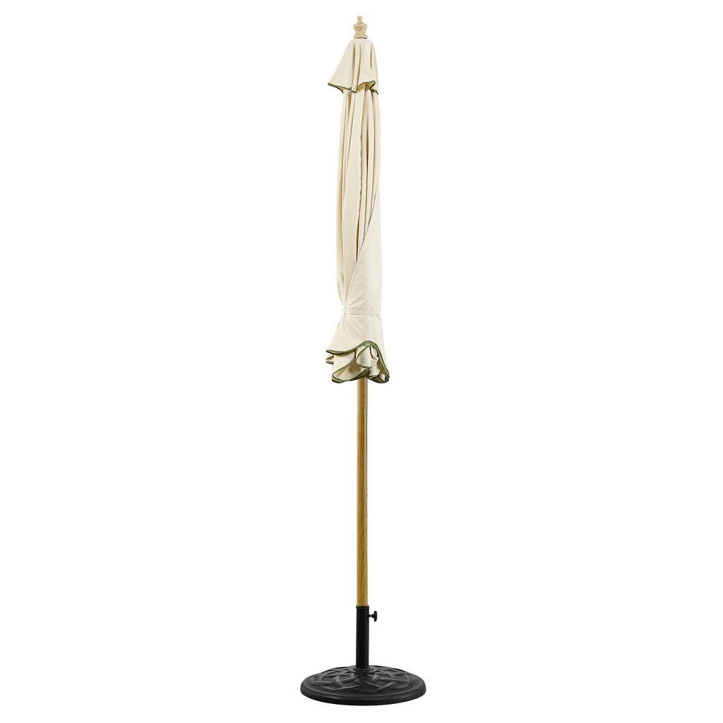 Beige 2.6M Octagonal Crank and Tilt Parasol with Grass Green Scalloped Edge