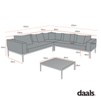 Calabasas Large Outdoor Fabric Aluminium Frame Corner Sofa Set with Coffee Table, Dark Grey