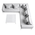 Calabasas Large Outdoor Fabric Aluminium Frame Corner Sofa Set with Coffee Table, Light Grey