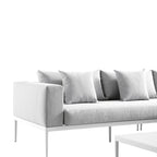 Calabasas Large Outdoor Fabric Aluminium Frame Corner Sofa Set with Coffee Table, Light Grey