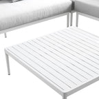 Calabasas Large Outdoor Fabric Aluminium Frame Corner Sofa Set with Coffee Table, Light Grey