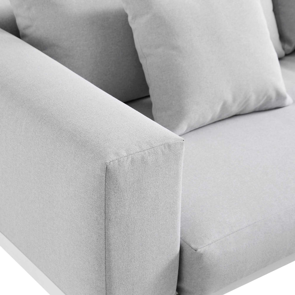 Calabasas Large Outdoor Fabric Aluminium Frame Corner Sofa Set with Coffee Table, Light Grey