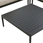 Calabasas Large Outdoor Fabric Aluminium Frame Corner Sofa Set with Coffee Table, Taupe