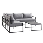 Albany Aluminium Corner Sofa Set with Reclining Back and Coffee Table, Grey