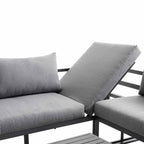 Albany Aluminium Corner Sofa Set with Reclining Back and Coffee Table, Grey