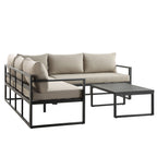 Albany Aluminium Corner Sofa Set with Reclining Back and Coffee Table, Taupe