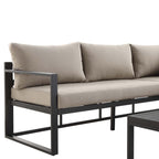 Albany Aluminium Corner Sofa Set with Reclining Back and Coffee Table, Taupe