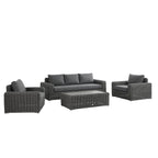 Bellagio Round Wicker Sofa Set with Coffee Table, Dark Grey
