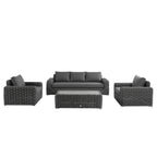 Bellagio Round Wicker Sofa Set with Coffee Table, Dark Grey