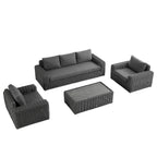 Bellagio Round Wicker Sofa Set with Coffee Table, Dark Grey