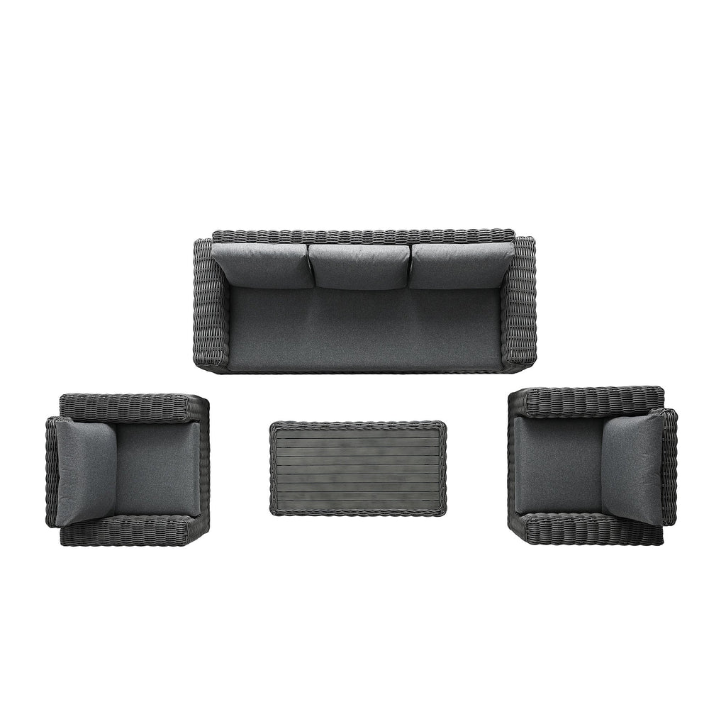 Bellagio Round Wicker Sofa Set with Coffee Table, Dark Grey