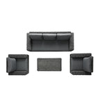 Bellagio Round Wicker Sofa Set with Coffee Table, Dark Grey