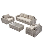 Bellagio Round Wicker Sofa Set with Coffee Table, Light Grey