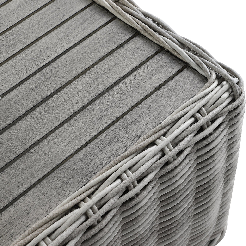 Bellagio Round Wicker Sofa Set with Coffee Table, Light Grey with Taupe Stripes