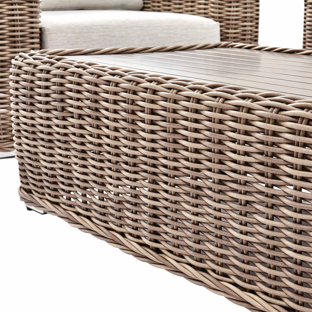 Bellagio Round Wicker Sofa Set with Coffee Table, Natural