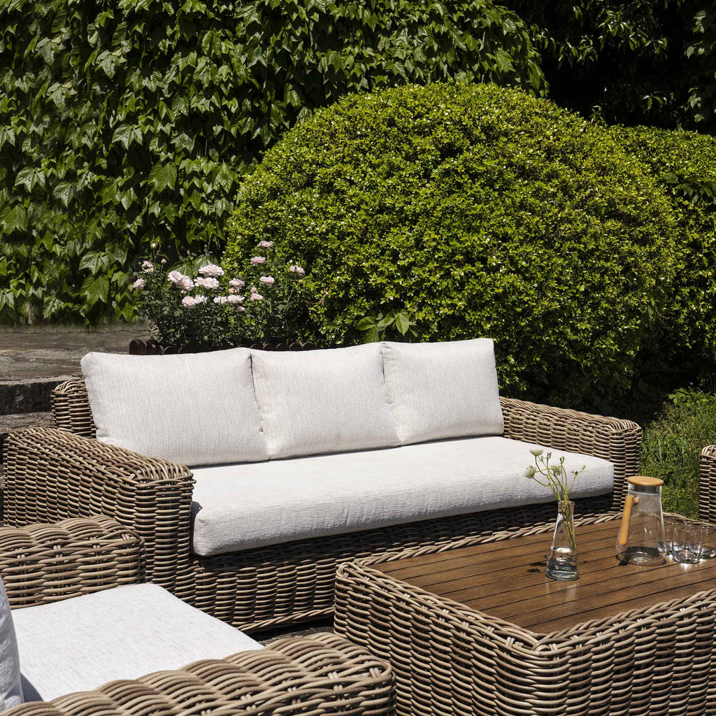 Bellagio Round Wicker Sofa Set with Coffee Table, Natural