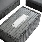 Bellagio Round Wicker Sofa Set with Firepit Coffee Table, Dark Grey