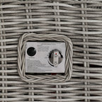 Bellagio Round Wicker Sofa Set with Firepit Coffee Table, Light Grey with Taupe Stripe