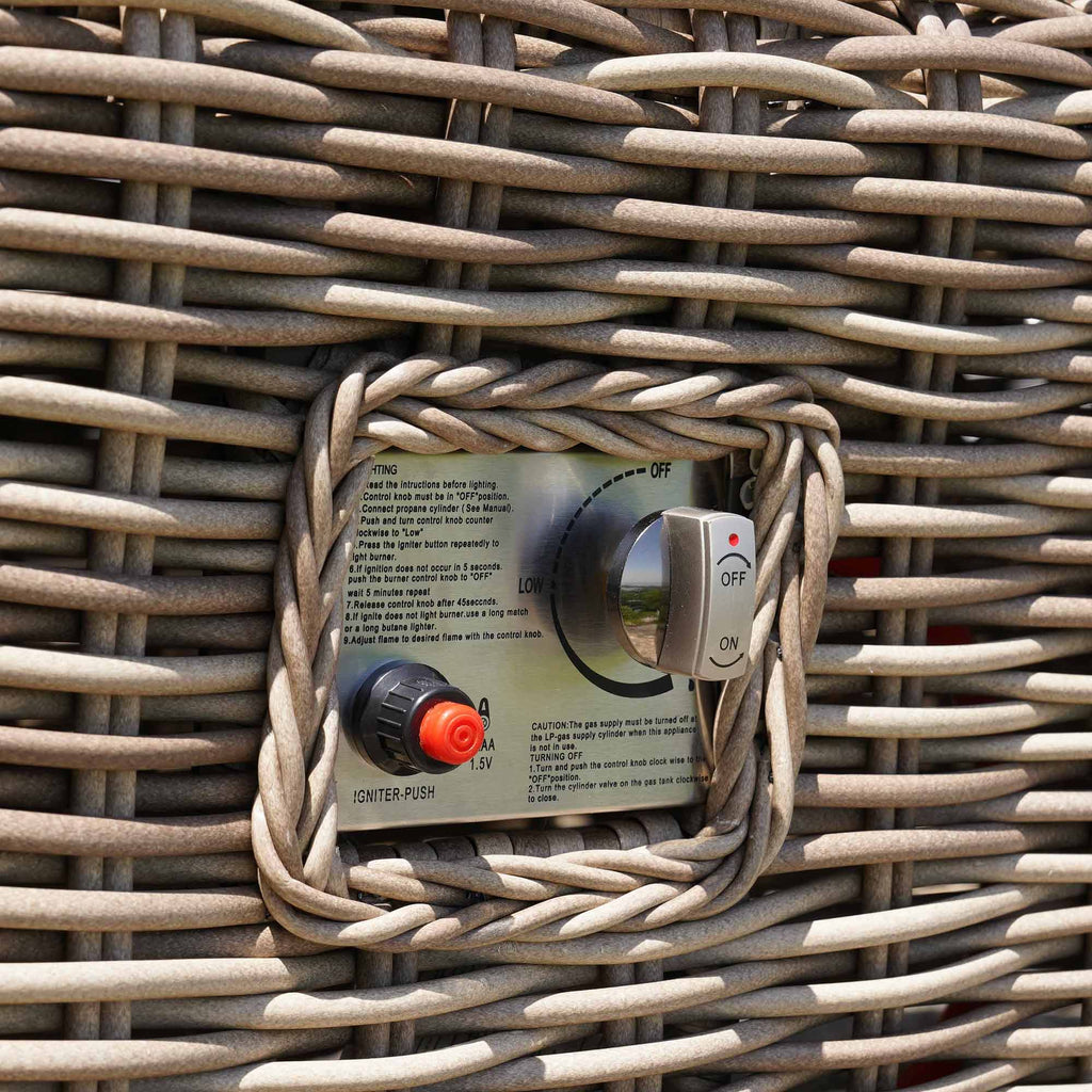 Bellagio Round Wicker Sofa Set with Firepit Coffee Table, Natural