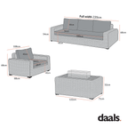 Bellagio Round Wicker Sofa Set with Firepit Coffee Table, Dark Grey