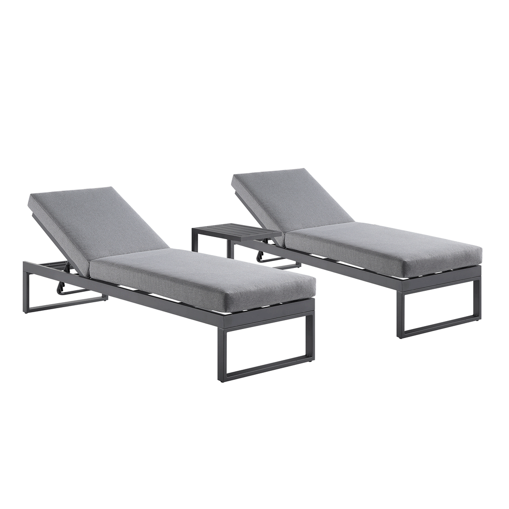Albany Aluminium Sun Lounger and Side Table Set, Grey